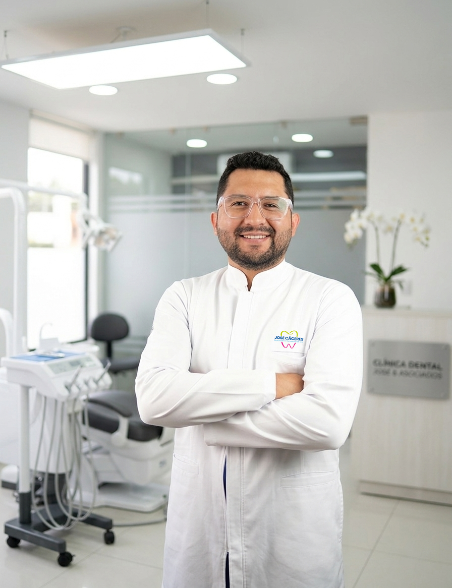 Dr. José Cáceres en su consultorio dental